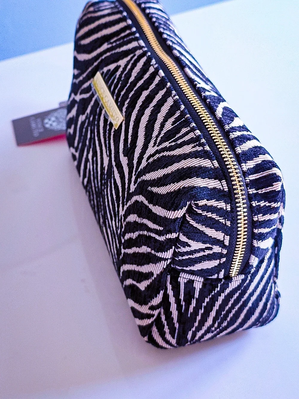 Vince Camuto Zebra Jacquard Cosmetic Pouch NWT